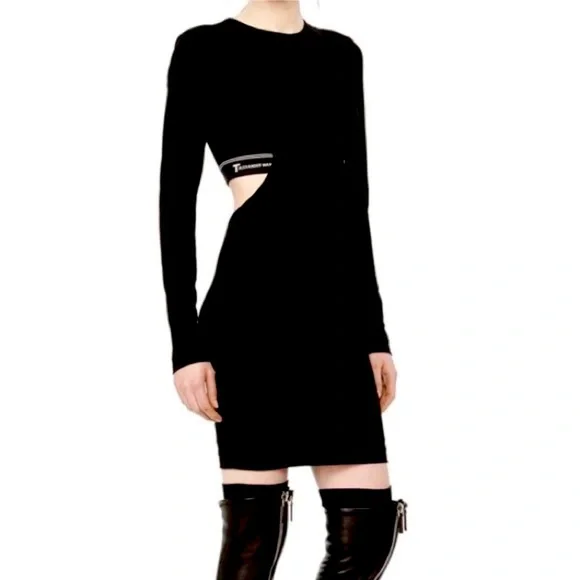blue dress for baby girl T by Alexander Wang Cutout-Back Midi Dress Black Stretch Jersey Size Small  NEW main image 1